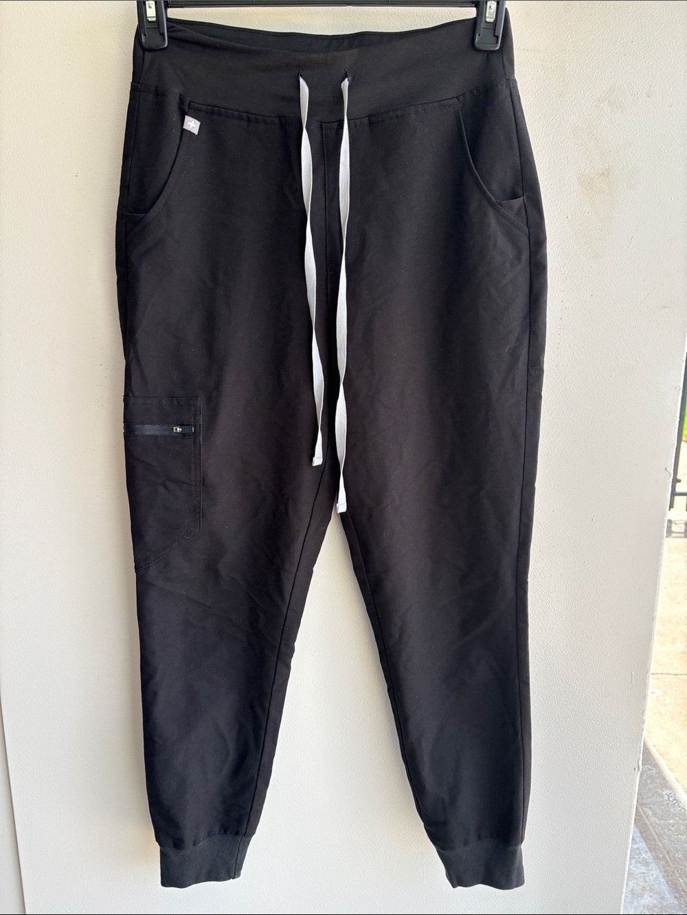 Figs Black Track Jogger Pants with White Drawstrings